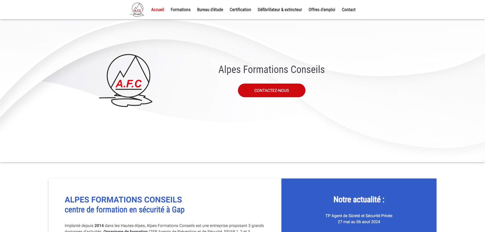 Screenshot du site alpes-formations-conseils.fr