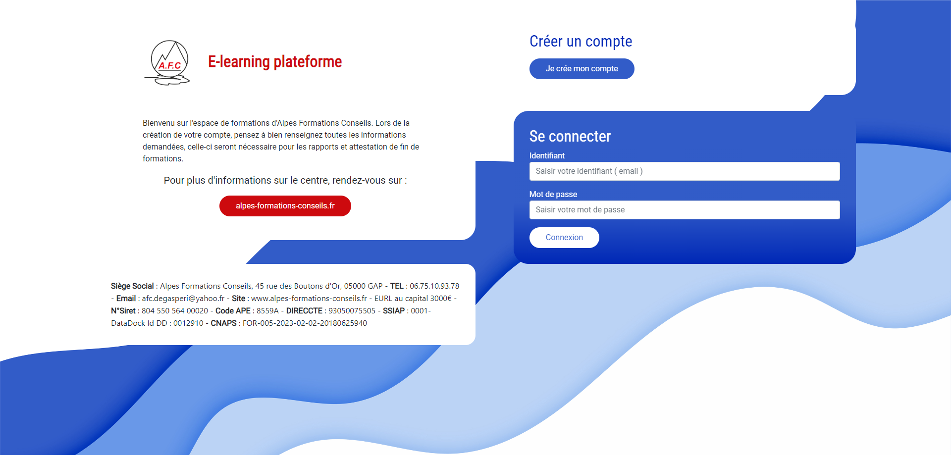 Screenshot du site alpes-formations-conseils.school